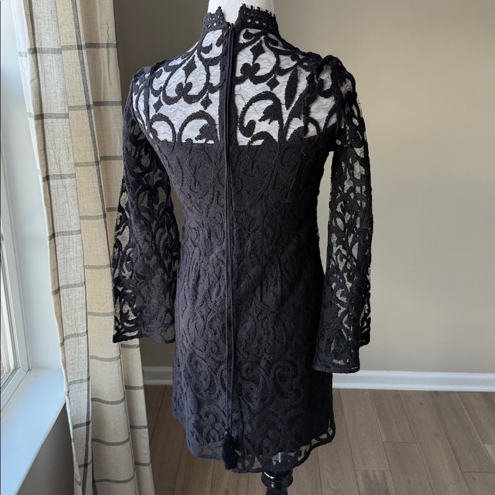 Free People Black Lace Mini Dress with Starburst Details - Picture 11 of 15